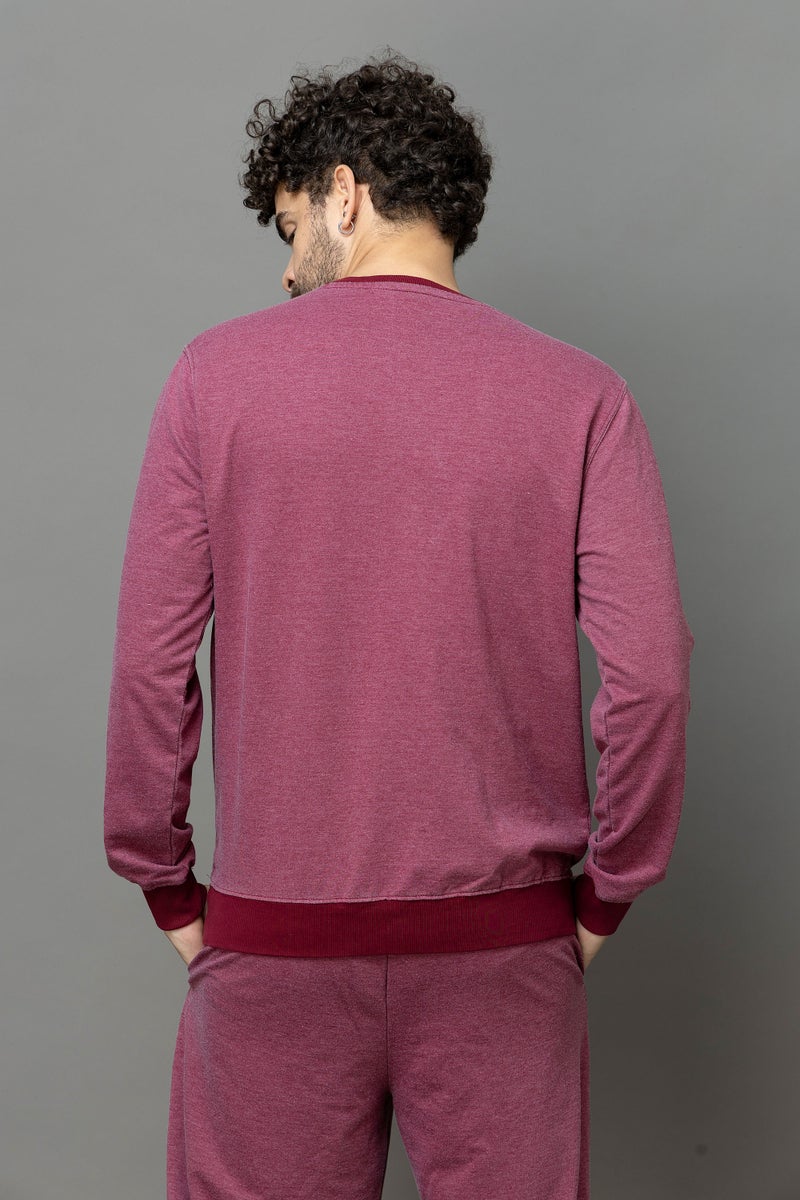 GO DEVIL Burgundy Printed Sweatshirt For Men - Image 3